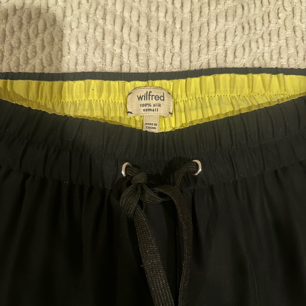 Wilfred Black Silk Drawstring Cropped Pants